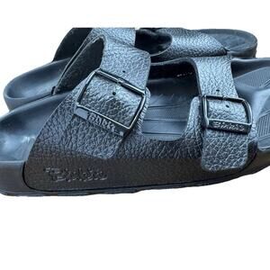 BIRKENSTOCK Arizona Sz 38 Black Leather Sandals Unisex Women 7-7.5 Men 5.5-6